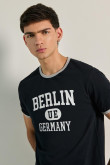 Camiseta college de Berlín unicolor con manga corta