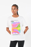 Camiseta unicolor para mujer manga corta estampada en frente