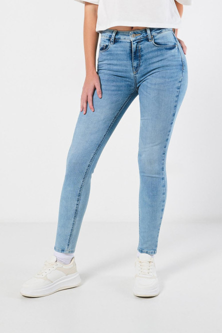 Jean jegging azul tiro alto con ajuste ceñido y cremallera