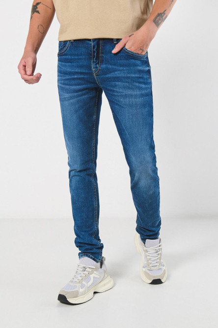 Jean tiro bajo skinny azul con cremallera y ajuste ceñido