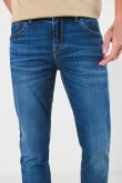 Jean tiro bajo skinny azul con cremallera y ajuste ceñido