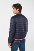 Chaqueta doble faz azul acolchada con cremallera