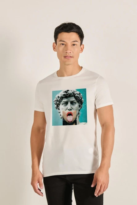 Camiseta manga corta con estampado de David moderno