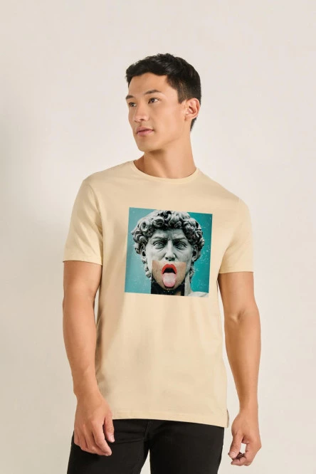 Camiseta manga corta con estampado de David moderno