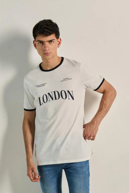 Camiseta de contrastes con estampado de London