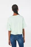 Camiseta oversize verde crop top con diseño college