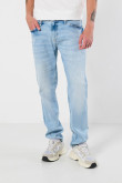 Jean azul claro skinny con rotos sutiles y tiro bajo