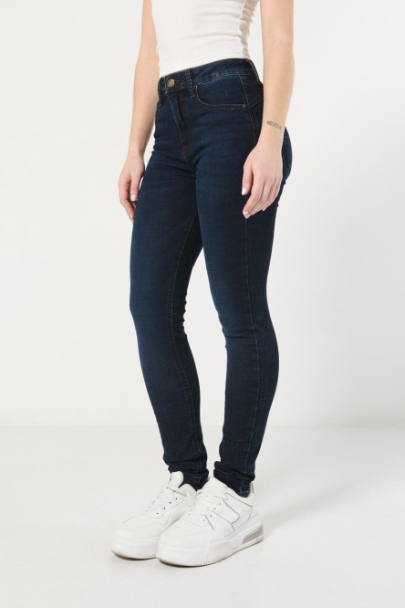 Jean jegging azul intenso con tiro alto y 5 bolsillos