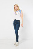 Jean tiro alto jegging azul oscuro con cremallera