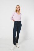 Jean jegging ajustado azul intenso con tiro alto