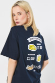 Camiseta de Tom y Jerry oversize azul con manga corta