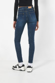 Jean ceñido azul oscuro jegging con tiro alto y bolsillos