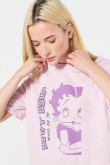 Camiseta rosada manga corta con diseño de Betty Boop