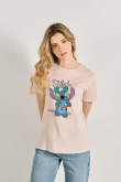 Camiseta de Stitch en algodón unicolor con manga corta