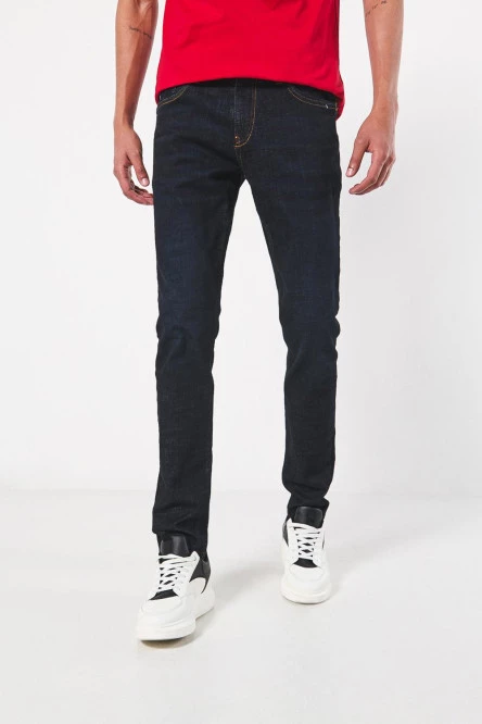 Jean tiro bajo skinny ajustado azul intenso con bolsillos