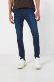 Jean ceñido súper skinny azul oscuro con tiro bajo