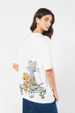 Camiseta oversize crema de Tom y Jerry con manga corta