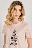 Camiseta básica manga corta para mujer con estampado en el frente coca cola