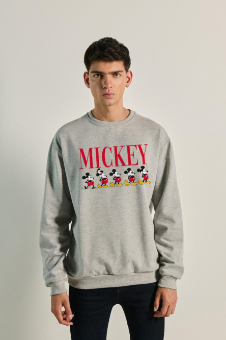 Sueter cuello redondo con estampado de Mickeys