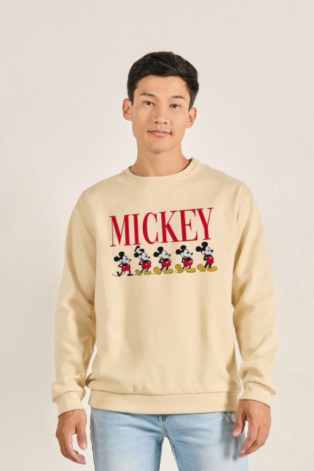 Sueter cuello redondo con estampado de Mickeys