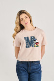 Camiseta crop top con estampado en el frente de Mickey Mouse