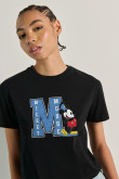 Camiseta crop top con estampado en el frente de Mickey Mouse