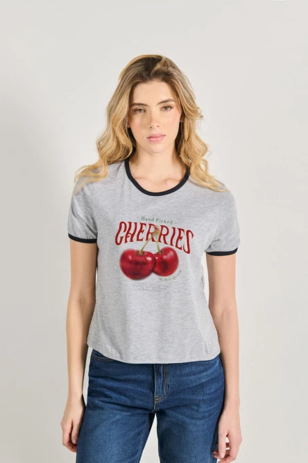 Camiseta de contrastes femenina de cherries