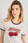 Camiseta de contrastes femenina de cherries