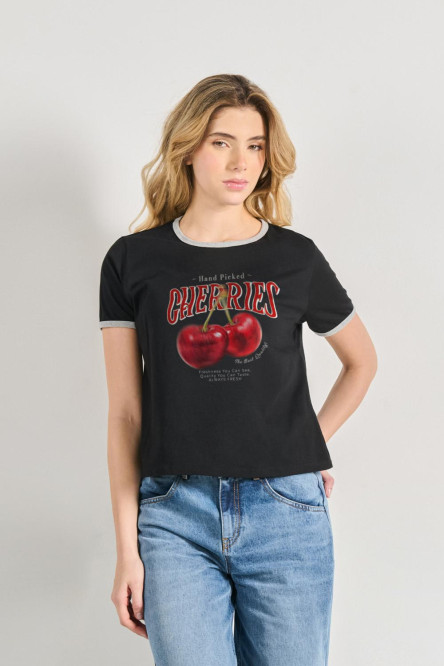 Camiseta de contrastes femenina de cherries