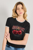 Camiseta de contrastes femenina de cherries