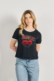 Camiseta de contrastes femenina de cherries