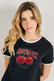 Camiseta de contrastes femenina de cherries