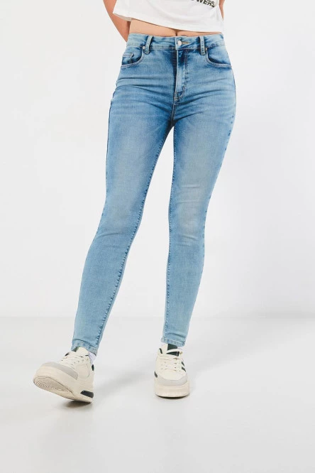 Jean jegging super tiro alto azul claro