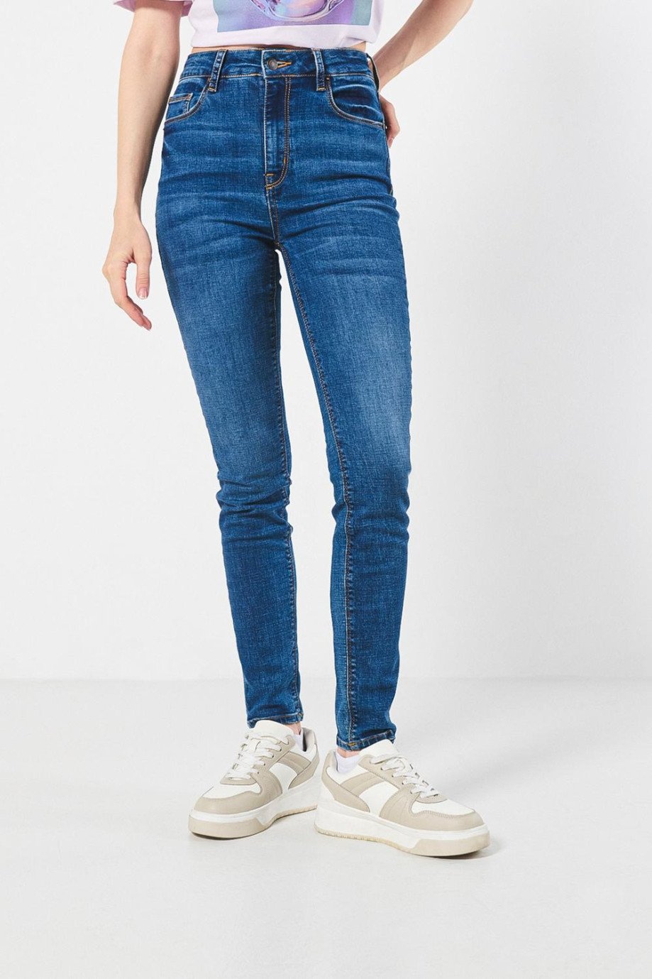 Jean jegging super alto azul medio