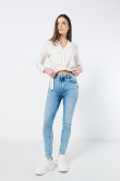 Jean jegging super tiro alto azul claro