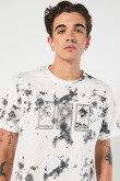 Camiseta tie dye crema con diseño esotérico y manga corta