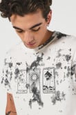 Camiseta tie dye crema con diseño esotérico y manga corta