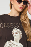 Camiseta femenina manga corta oversize con estamado en frente