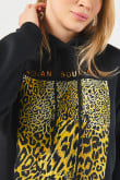 Buso con capota para mujer oversize estampado en frente aanimal print, puños con dobladillo y bajo con rib,