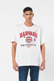 Camiseta manga corta con estampado en frente de Harvard y Snoopy