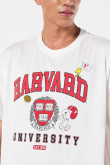 Camiseta manga corta con estampado en frente de Harvard y Snoopy