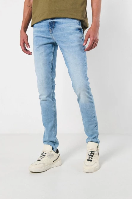 Jean tiro bajo azul claro súper skinny con 5 bolsillos