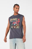 Camiseta manga sisa gris con diseño de Guns N´ Roses