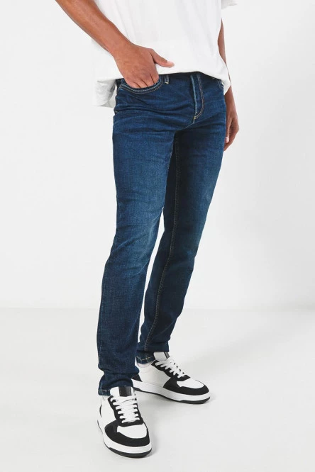 Jean skinny tiro bajo azul intenso ceñido con bolsillos