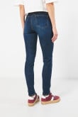 Jean jegging ajustado azul oscuro tiro alto con bolsillos