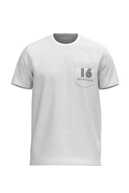 Camiseta college deportiva crema manga corta con bolsillo