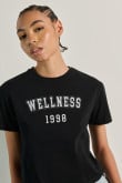 Camiseta crop top manga corta con estampado de Wellness 1998