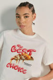 Camiseta unicolor crop top con estampado de pizza