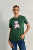 Camiseta manga corta de estampado de oso