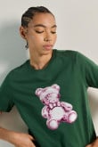 Camiseta manga corta de estampado de oso